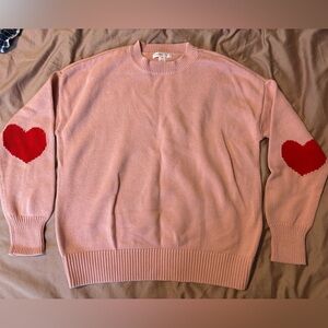 Pink Sweater with Red Heart Accents
